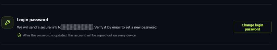 Change login password entry