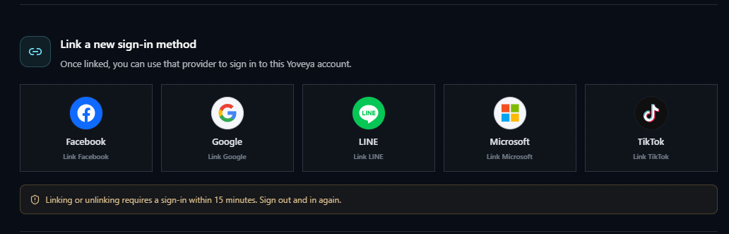 Link other sign-in methods entry